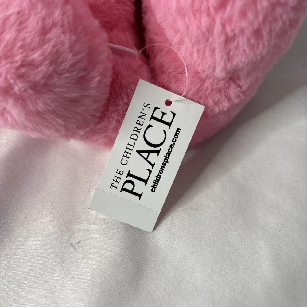 The Children's Place Girls Toddler‎ 8/9 Pink Faux Fur Teddy Bear Slippers NEW